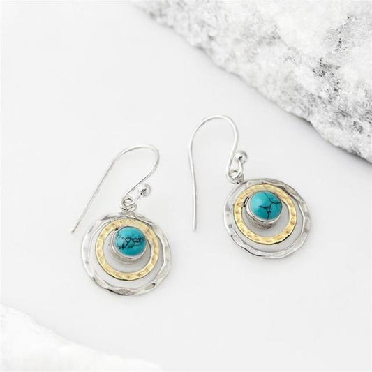 Boho Saturn Turquoise Earrings