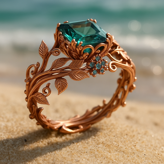 خاتم كريستال أخضر طبيعي